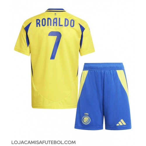 Camisa de Futebol Al-Nassr Cristiano Ronaldo #7 Equipamento Principal Infantil 2024-25 Manga Curta (+ Calças curtas)